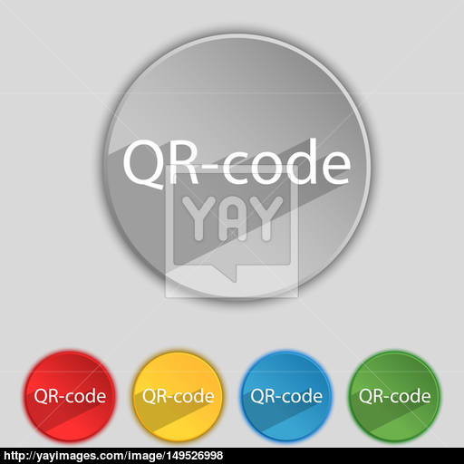 Qr Code Sign Icon Scan Code Symbol Set Of Colored Buttons Image