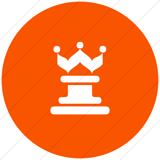 Flat Circle White On Orange Classica Queen Chess Piece Icon