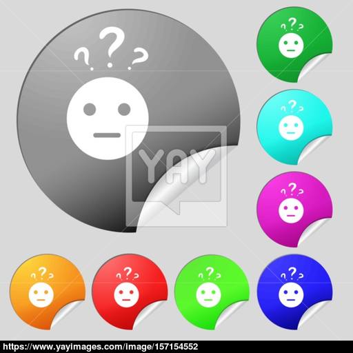 Question Mark And Man, Incomprehension Icon Sign Set Of Eight