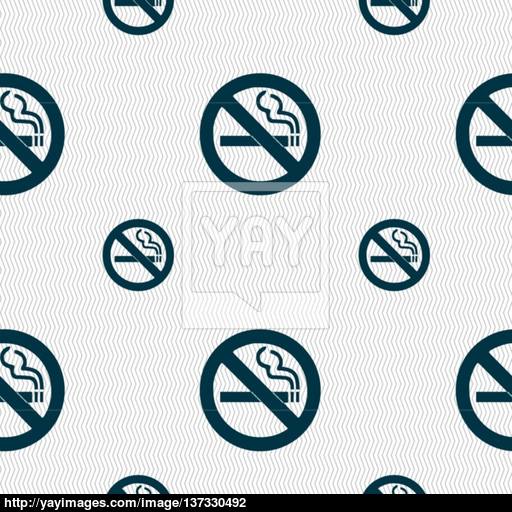 No Smoking Icon Sign Seamless Pattern With Geometric Texture