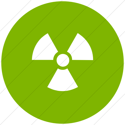 Flat Circle White On Green Classica Warning Radiation Icon