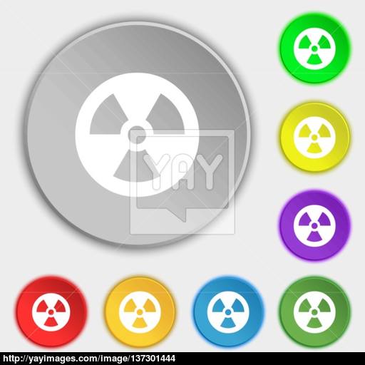 Radiation Icon Sign Symbol On Five Flat Buttons Vector Vector