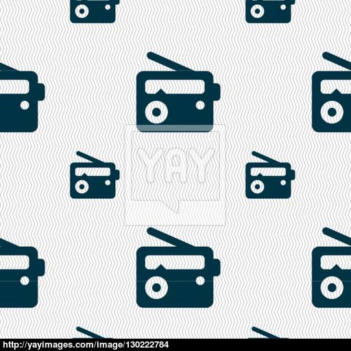 Retro Radio Icon Sign Seamless Pattern With Geometric Texture