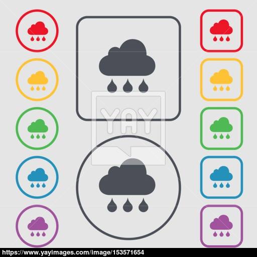 Cloud Ran Sign Symbol On The Round And Square Buttons