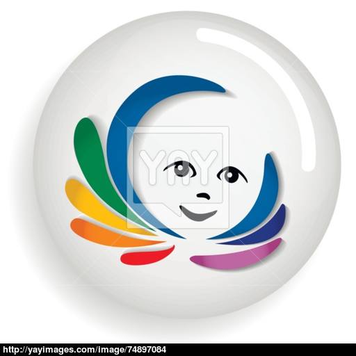 Kid And The Rainbow Icon Vector