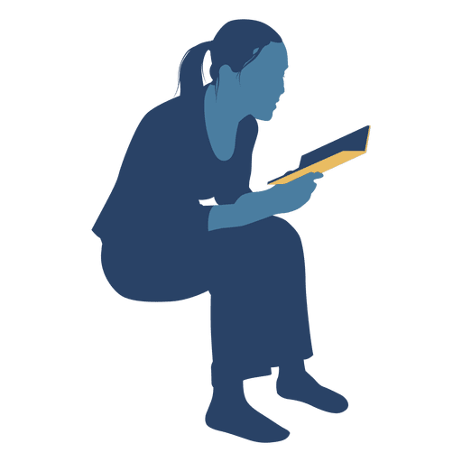 Woman Reading Book Sitting Silhouette