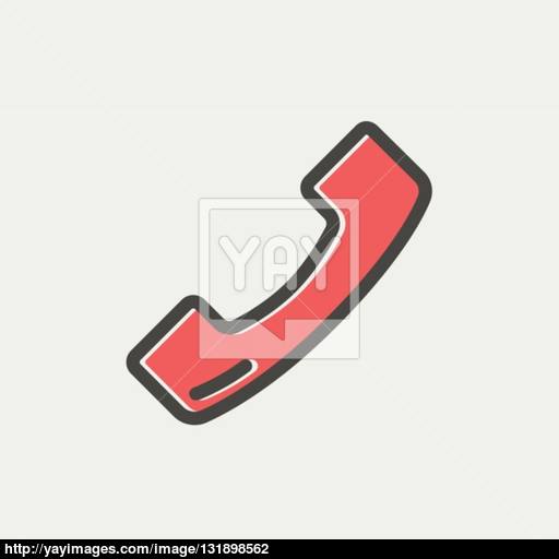 Telephone Receiver Thin Line Icon Vector