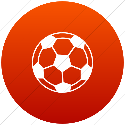 Flat Circle White On Red Gradient Classica Soccer Ball Icon