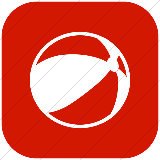 Flat Rounded Square White On Red Classica Beach Ball Icon