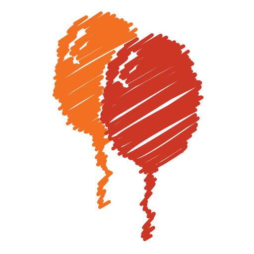 Orange, Birthday, Scribble, Red, Party, Balloon, Baloon Icon