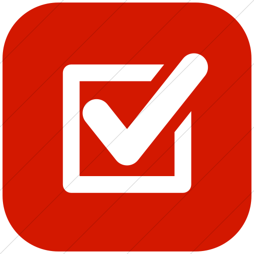 Flat Rounded Square White On Red Raphael Checked Box Icon
