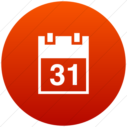 Flat Circle White On Red Gradient Raphael Calendar Icon