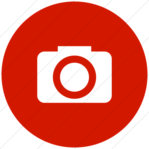 Flat Circle White On Red Raphael Camera Icon
