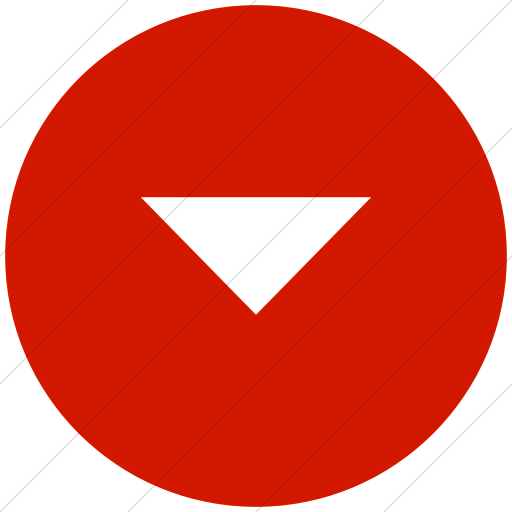 Flat Circle White On Red Classica Volume Down Arrow Icon