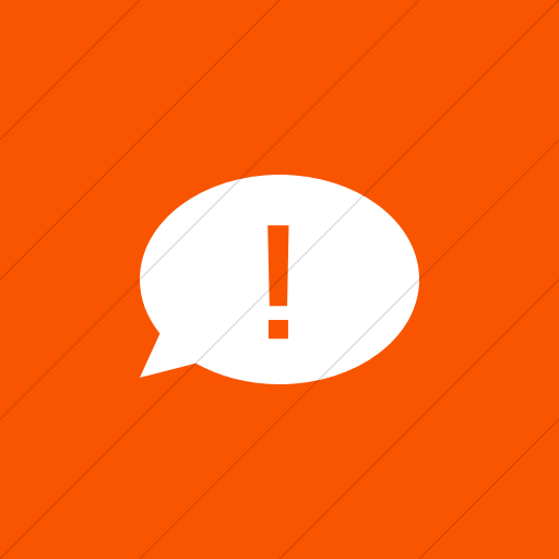 Flat Square White On Orange Raphael Bubble Exclamation