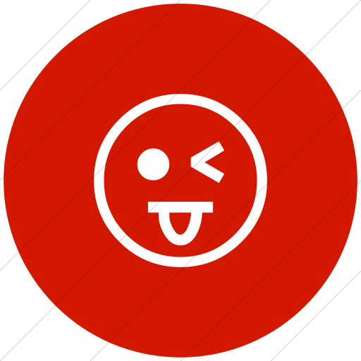 Flat Circle White On Red Classic Emoticons Face
