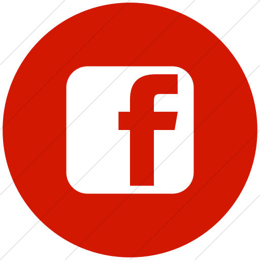 Flat Circle White On Red Social Media Facebook Square Icon