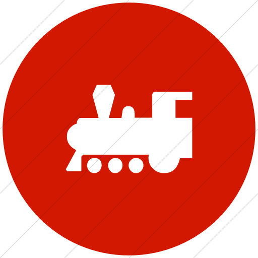 Flat Circle White On Red Classica Steam Locomotive Icon