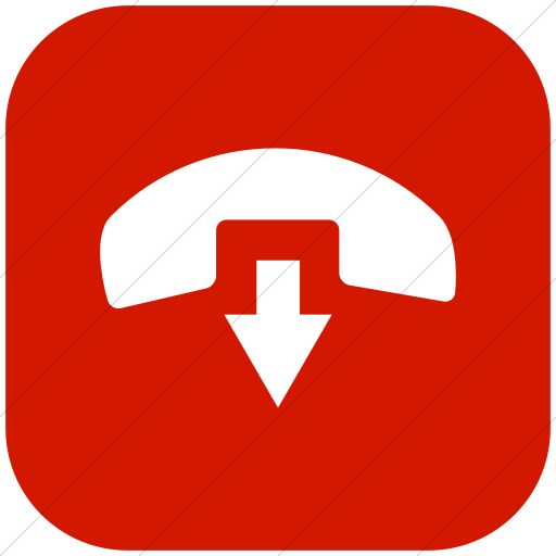 Flat Rounded Square White On Red Raphael Phone Hang Up Icon