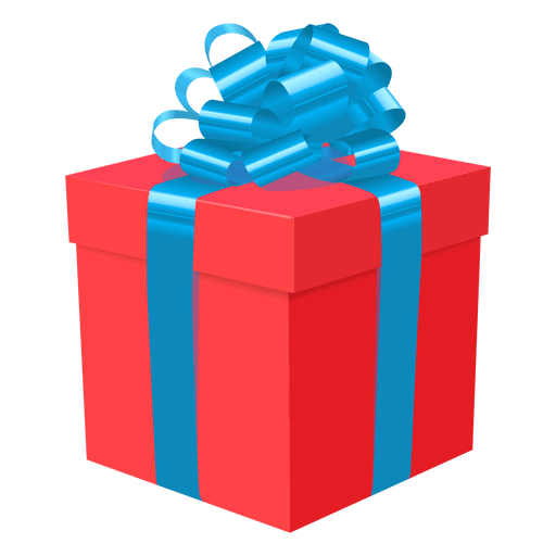 Red Gift Box Blue Bow Icon