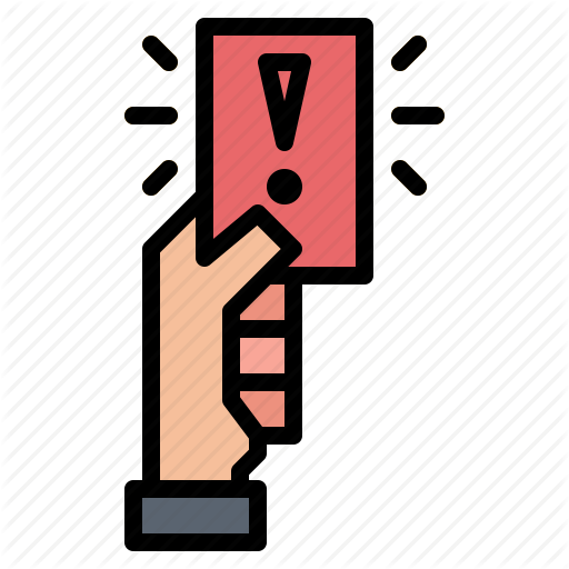 Card, Hand, Out, Red, Warning Icon
