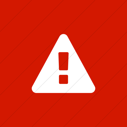 Flat Square White On Red Bootstrap Font Awesome Warning