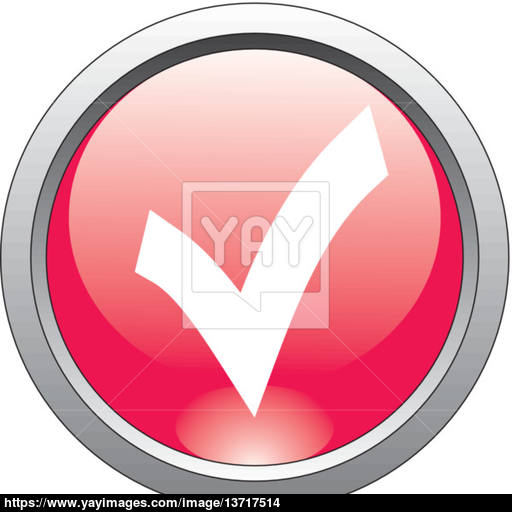 Red Button Or Icon For Webdesign Checkmark Vector