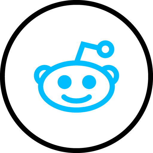 Reddit Free Social Media Blue Round Outline Icon Design