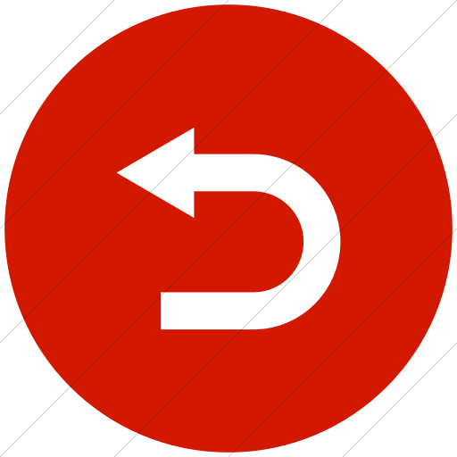 Flat Circle White On Red Classic Arrows Redirect Left