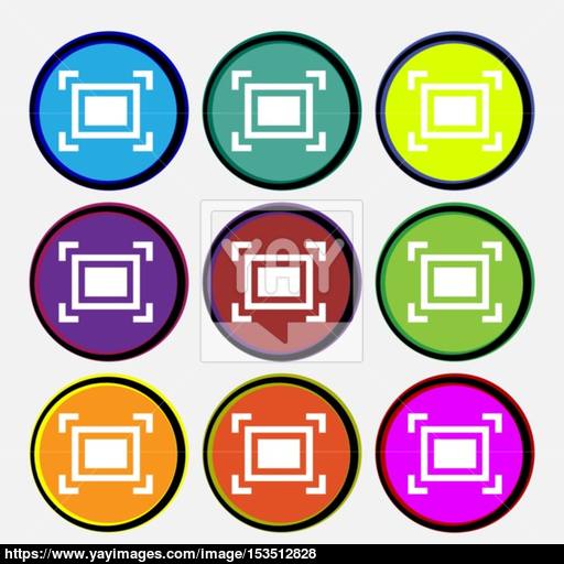 Crops And Registration Marks Icon Sign Nine Multi Colored Round