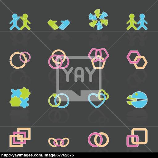 Link And Relationship Icons With Reflect Vector