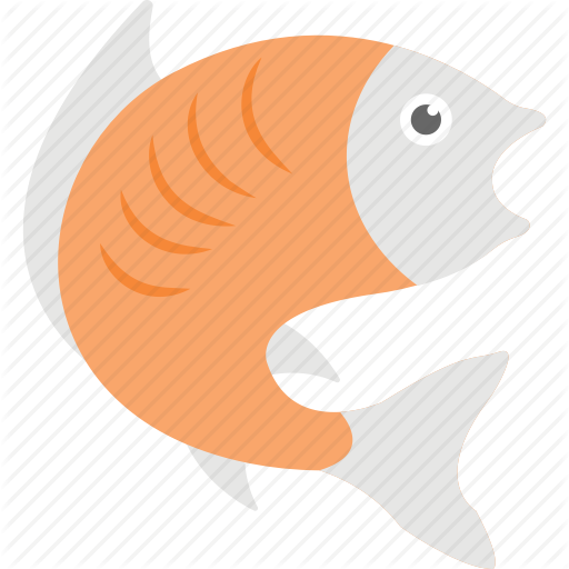 Fish, Fishing Symbol, Round Form Fish, Seafood, Turning Fish Icon