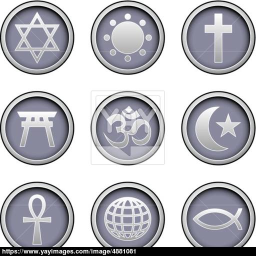 World Religion Symbol Web Icons Vector