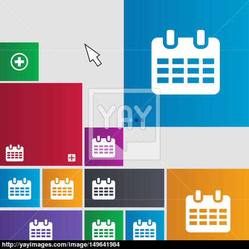 Calendar, Date Or Event Reminder Icon Sign Metro Style Buttons