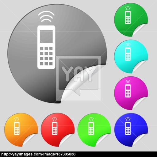 The Remote Control Icon Sign Set Of Eight Multi Colored Round