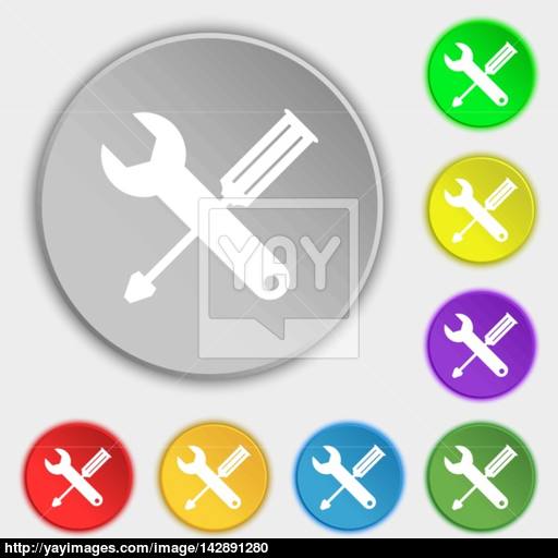 Repair Tool Sign Icon Service Symbol Screwdriver With Wrench