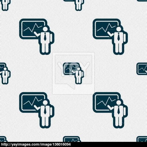 Businessman Making Report Icon Sign Seamless Pattern