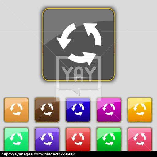 Refresh Icon Sign Set With Eleven Colored Buttons For Your Site