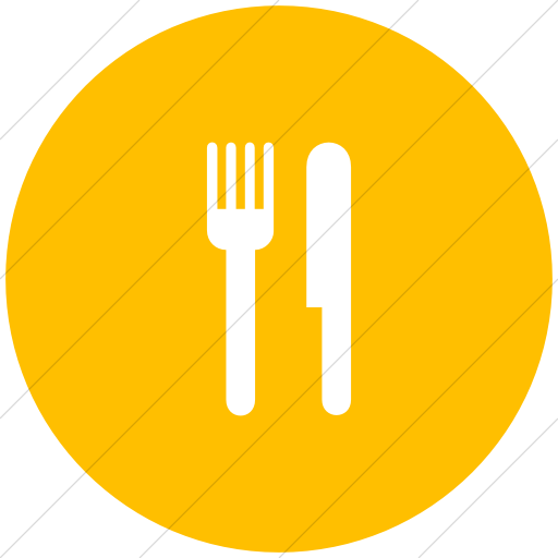 Flat Circle White On Yellow Aiga Restaurant Icon