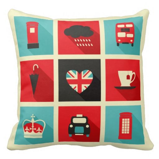 Retro London Collage Throw Pillow Decorating With Pillows