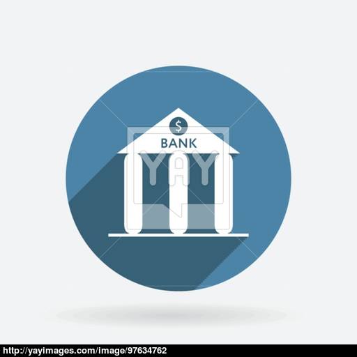 Bank Building Circle Blue Icon With Shadow Vector