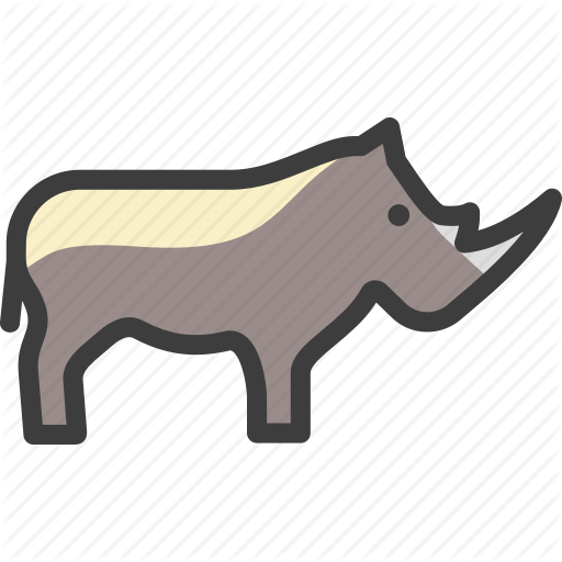 Rhino, Rhinoceros, White Icon