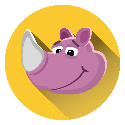 Rhino Cartoon Circle Icon
