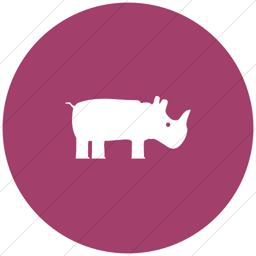 Flat Circle White On Pink Animals Rhinoceros Icon