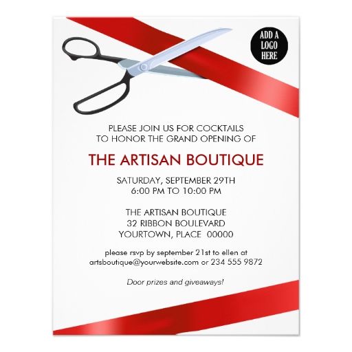 Red Ribbon Cutting Grand Opening Invitation