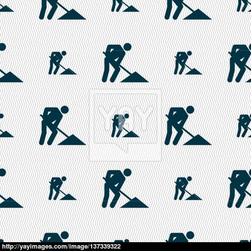 Repair Of Road, Construction Work Icon Sign Seamless Pattern
