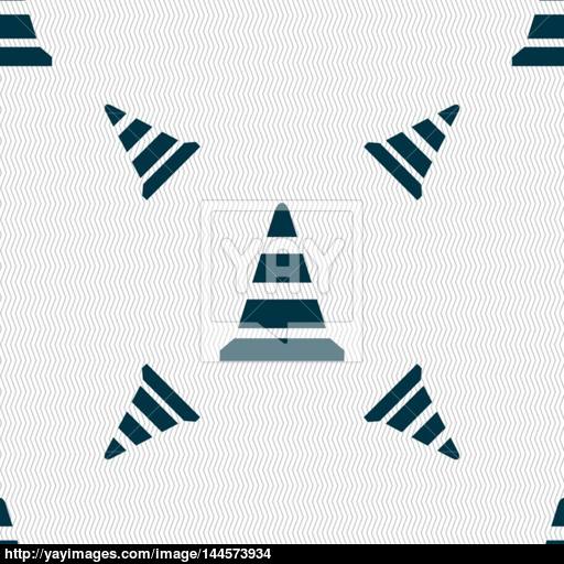 Road Cone Icon Seamless Pattern With Geometric Texture Vector