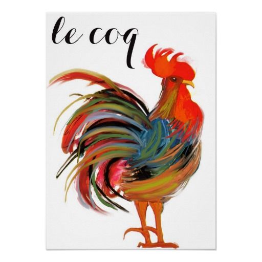Painted Rooster Colorful, Le Coq Poster Birds Rooster Art