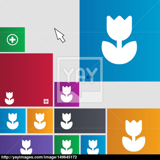 Flower, Rose Icon Sign Buttons Modern Interface Website Buttons