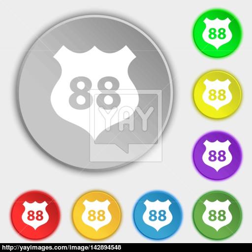 Route Highway Icon Sign Symbols On Eight Flat Buttons Vector